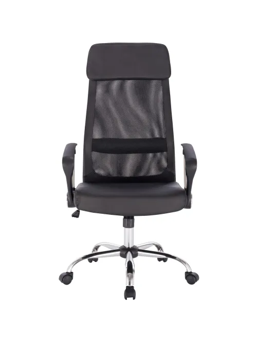 Кресло BN_Sp_EChair-589 TPU сетка/кожзам черный, хром