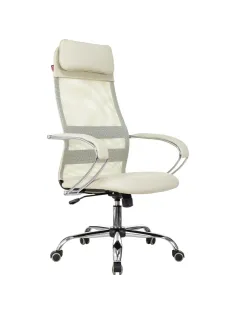 Кресло VB_EChair-655 SL TPU_BG сетка/экокожа бежевый хром