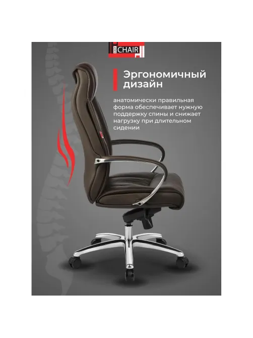 Кресло BN_Fc_Руководителя Echair-534 TL кожа коричневая, хром