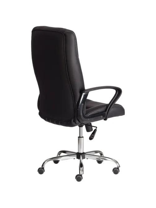 Кресло UT_Easy Chair Boston хром, (черн. подлок), кож/зам, черный, 36-6