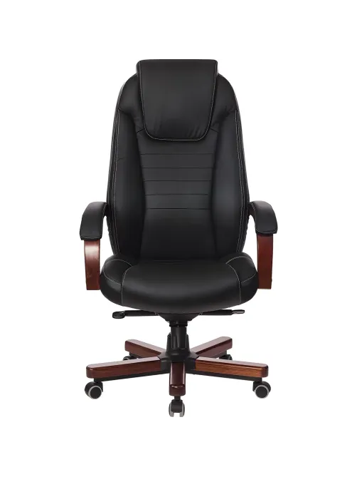 Кресло VB_Бюрократ T-9923WALNUT/BLACK кожа черный, дерево