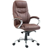 Кресло BN_Dp_Руководителя EChair-535 MPU к/з коричневый, хром