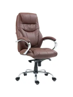 Кресло BN_Dp_Руководителя EChair-535 MPU к/з коричневый, хром