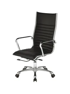 Кресло BN_Jl_Руководителя EChair-704 TL кожа черная, хром