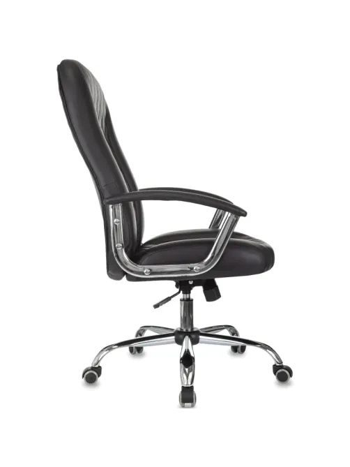 Кресло БР Комус Мебель EChair 658 экокожа (строчка ромб),черный, хром