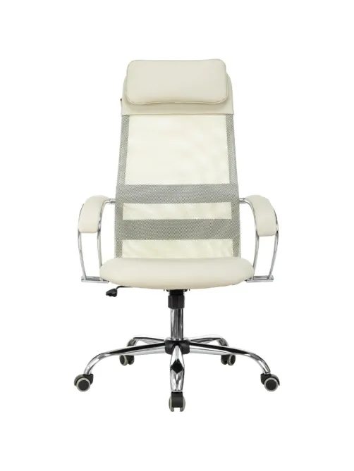 Кресло VB_EChair-655 SL TPU_BG сетка/экокожа бежевый хром