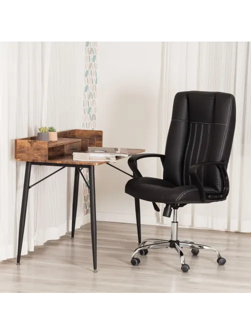 Кресло UT_Easy Chair Boston хром, (черн. подлок), кож/зам, черный, 36-6