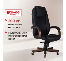 Кресло БР Комус Мебель EChair 329 кожа,черный, дерево