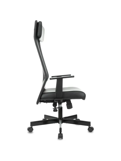 Кресло VB_EChair-651 TPU кожзам черный, сетка черая,металл
