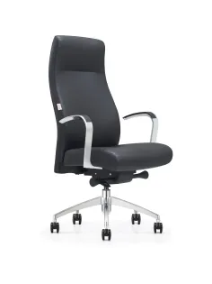 Кресло ЮФК Комус Мебель Easy Chair 501, экокожа, черный, алюминий
