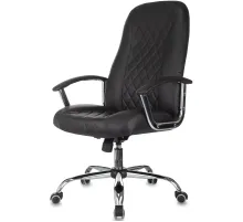 Кресло БР Комус Мебель EChair 658 экокожа (строчка ромб),черный, хром