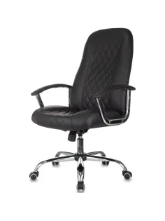 Кресло БР Комус Мебель EChair 658 экокожа (строчка ромб),черный, хром
