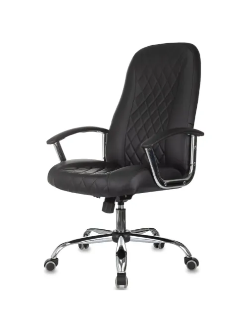 Кресло БР Комус Мебель EChair 658 экокожа (строчка ромб),черный, хром