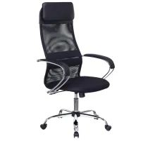 Кресло VB_EChair-655/SL/BL TTW сетка/ткань черный хром