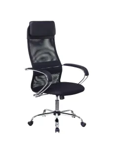 Кресло VB_EChair-655/SL/BL TTW сетка/ткань черный хром