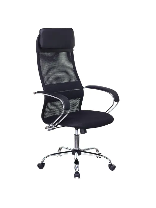 Кресло VB_EChair-655/SL/BL TTW сетка/ткань черный хром