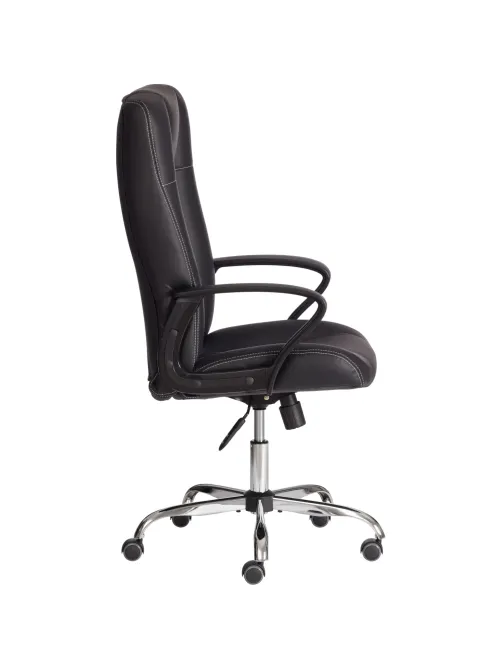 Кресло UT_Easy Chair Boston хром, (черн. подлок), кож/зам, черный, 36-6