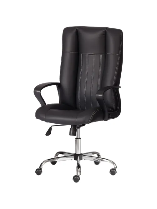 Кресло UT_Easy Chair Boston хром, (черн. подлок), кож/зам, черный, 36-6