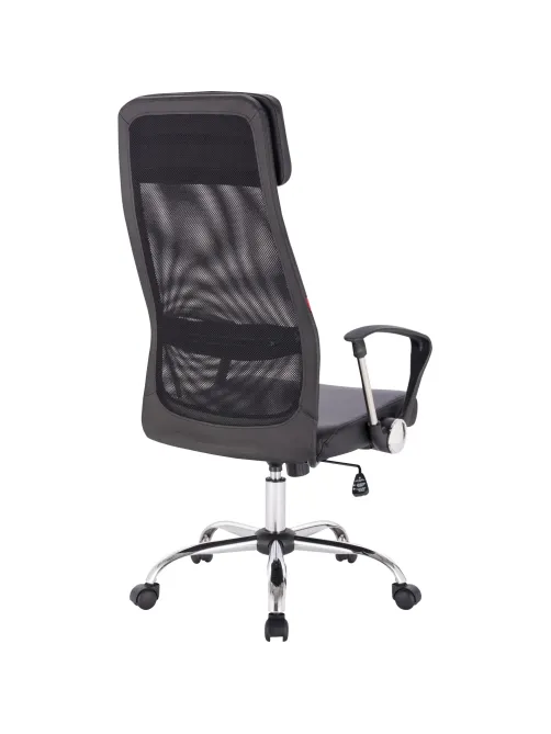 Кресло BN_Sp_EChair-589 TPU сетка/кожзам черный, хром