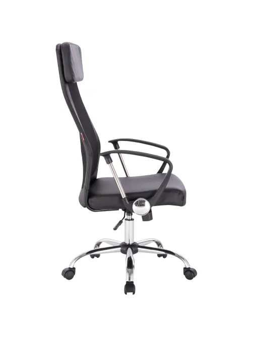 Кресло BN_Sp_EChair-589 TPU сетка/кожзам черный, хром