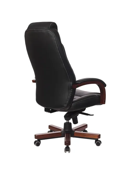 Кресло VB_Бюрократ T-9923WALNUT/BLACK кожа черный, дерево