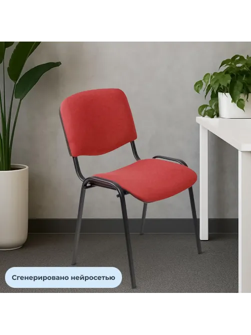 Стул UA_EChair Rio(ИЗО/ISO) чёрн, ткань красная C02