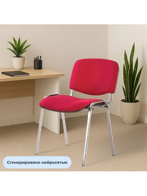 Стул UA_EChair Rio(ИЗО/ISO) хром, ткань красная C02, поперечина 18