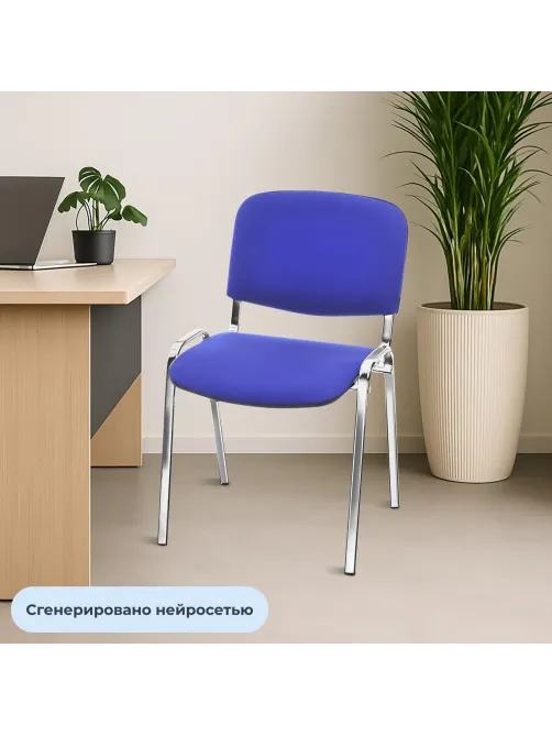 Стул FA_EChair Rio (ИЗО) хром, ткань синяя С-6/ТК-9