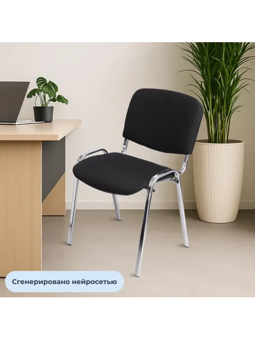Стул FA_EChair Rio (ИЗО) хром, ткань чёрная С-11/ТК-1