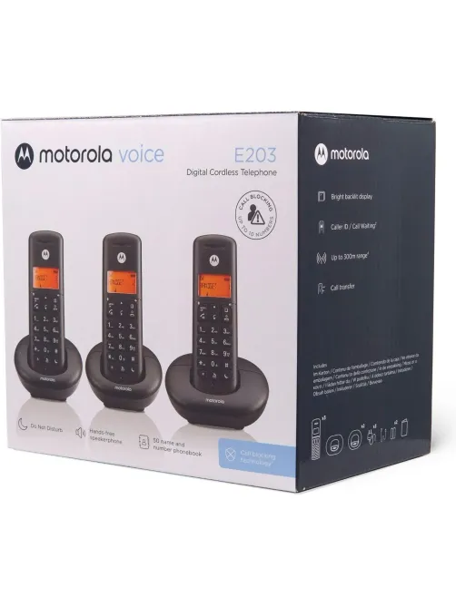 Радиотелефон Motorola DECT E203 (цвет Черный) (кмпл 3 трубки)