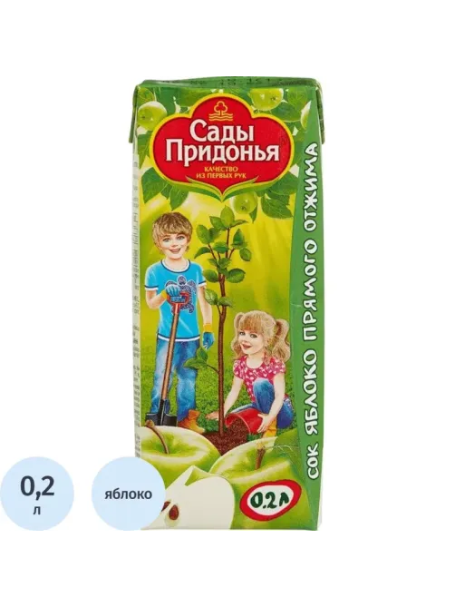 Сок Сады Придонья Яблоко прямого отжима, 0,2л