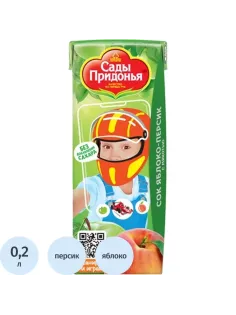Сок Сады Придонья Яблоко-персик с мякотью, 0,2л