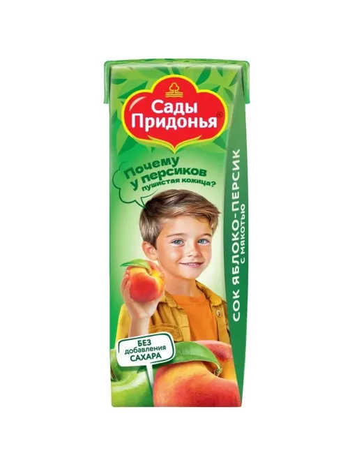 Сок Сады Придонья Яблоко-персик с мякотью, 0,2л