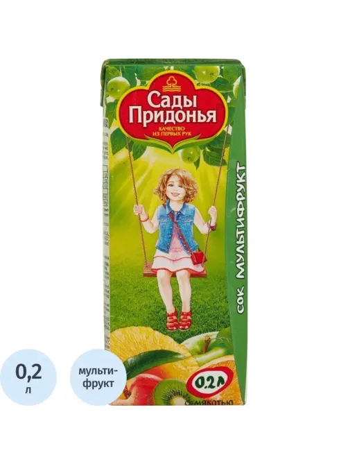Сок Сады Придонья Мультифрукт с мякотью, 0,2л