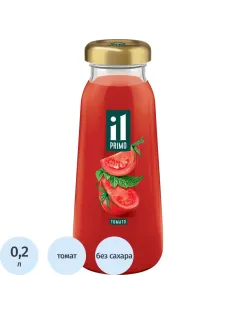 Сок IL Primo Томат с солью с мякотью, стекло 0,2л