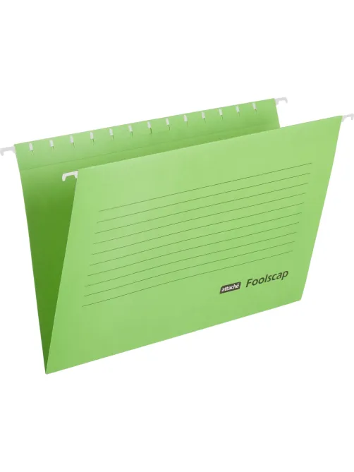 Папка подвесная Attache Foolscap, картон зеленый, до 200л., 5шт/уп