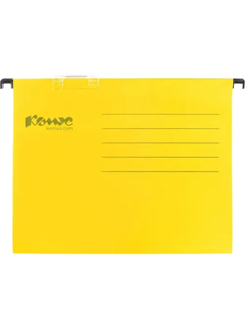 Папка подвесная регистратура Комус желтая Foolscap, 25 шт