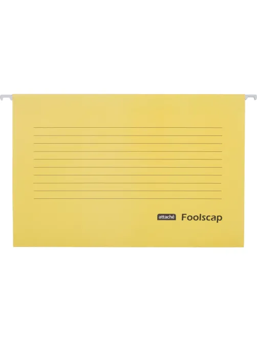 Папка подвесная Attache Foolscap, картон желтый, до 200л., 5шт/уп