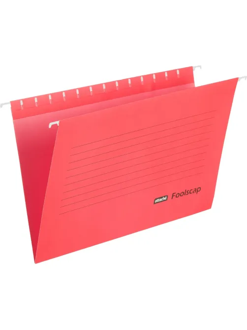 Папка подвесная Attache Foolscap, картон красный, до 200л., 5шт/уп