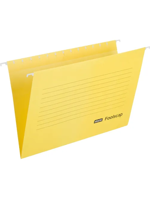Папка подвесная Attache Foolscap, картон желтый, до 200л., 5шт/уп