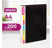 Скоросшиватель пластиковый с пруж.мех. вн.карман Attache А4 чер 200л,0,7 мм