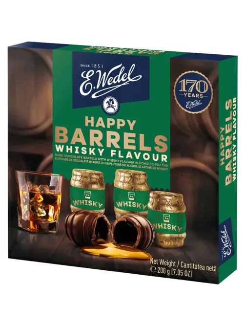 Набор шоколадных конфет Happy Barrels ассорти с начинкой виски, 200г