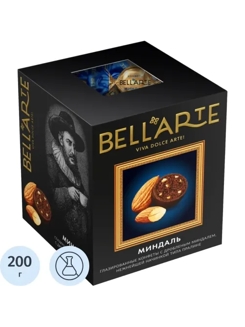 Конфеты Bell'Arte глазиров глазурью с корпус типа пралине  с миндалем 200г