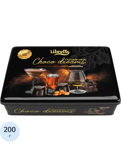 Конфеты Libretto в темном шоколаде с начинками ассорти, ж/б, 200г