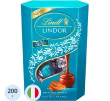 Конфеты LINDOR из молочного шоколада с солью и карамельной нач пралине,200г