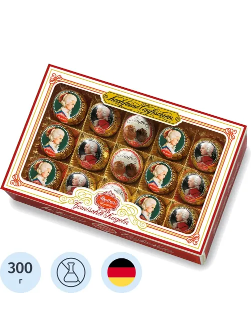 Конфеты REBER Mozart шоколадные короб с окном, 300г
