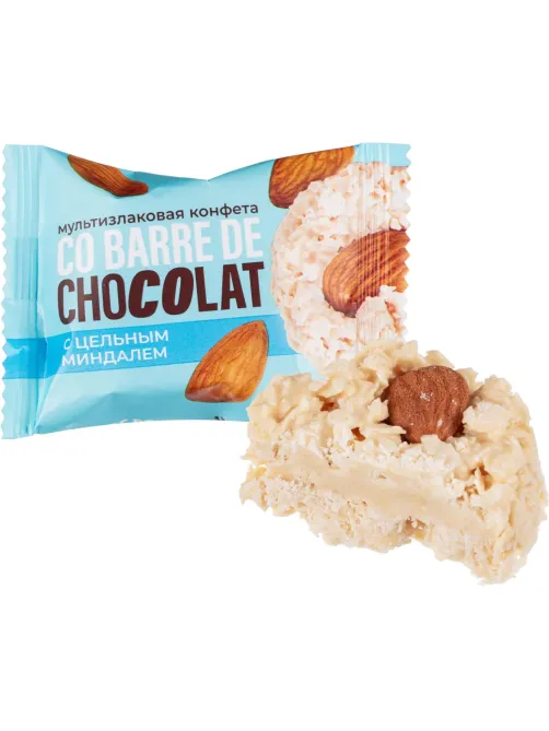 Конфеты Co barre de Chocolat мультиз. с цельн. минд. и с бел. кон. гл., 1кг