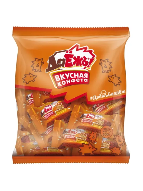 Конфеты ДаЁжъ вафельные мини с карамелью, арахисом и криспи, пакет 1кг