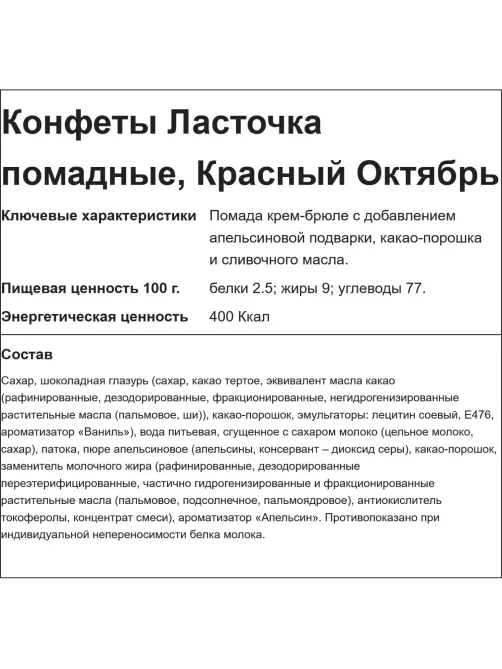 Конфеты шоколадные Ласточка, 1кг