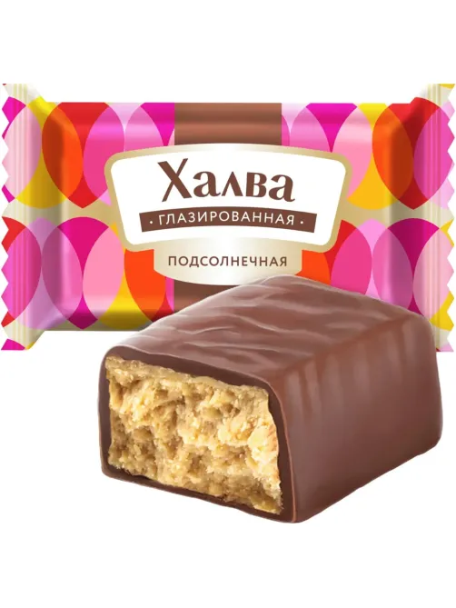 Конфеты шоколадные Азовская КФ Халва подсолн. глазир., 1кг